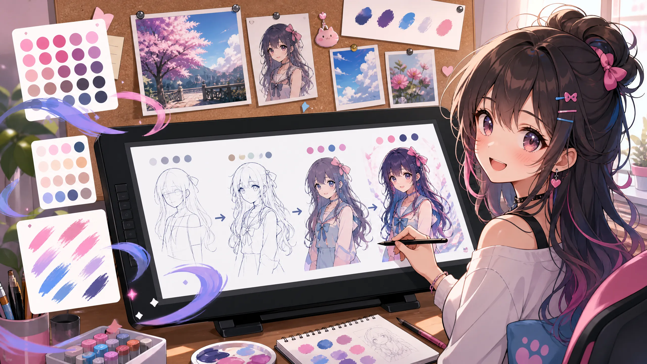 同人插画教程展示数字绘画创作过程
